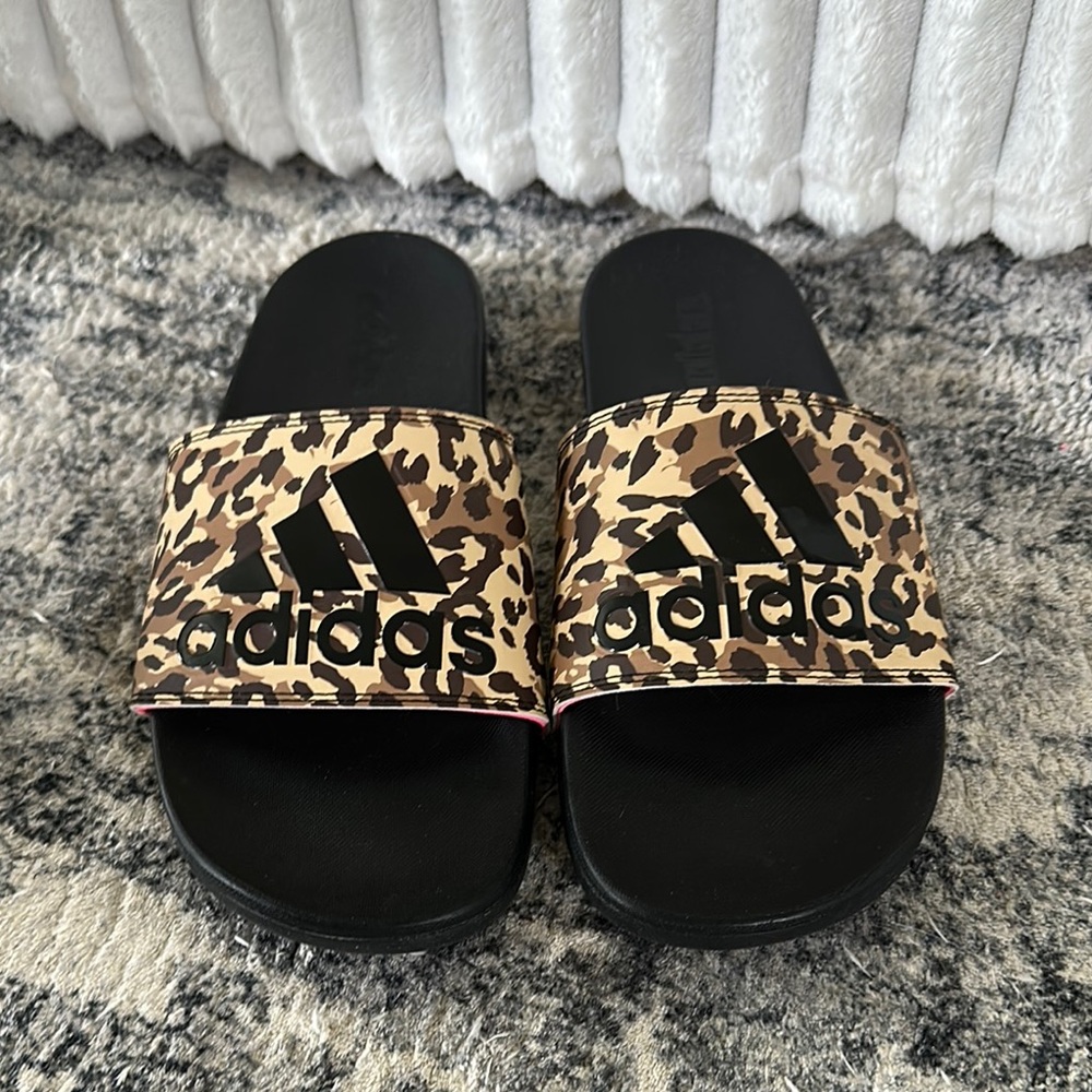 Adidas Leopard Print Slides